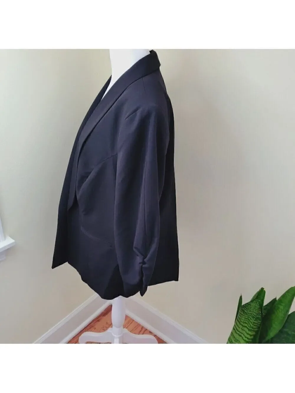 Worthington Open Blazer Size 0X Women's Black Three-Quarter Cinch Sleeve NWT